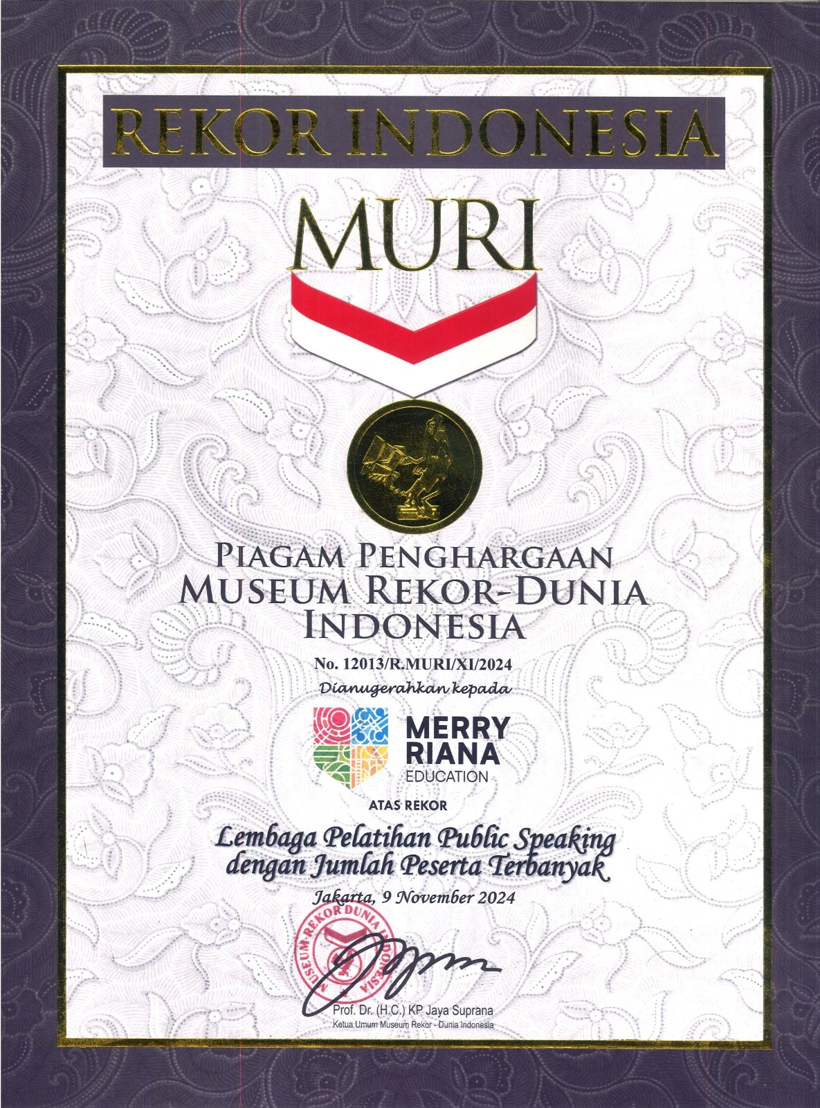 Piagam Penghargaan MURI